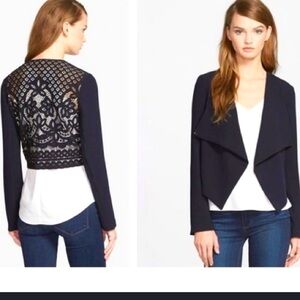 Anthropologie Bailey 44 Womens Cascara Draped Lace Back Blazer, size Large